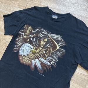 Vintage Thunder Sportswear Large Native American Woman Wolf Dreamcatcher T-Shirt